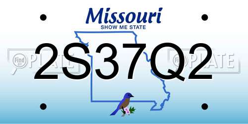 2S37Q2 Missouri License Plate