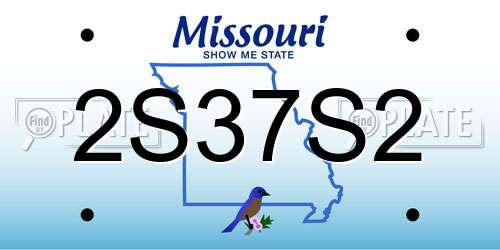 2S37S2 Missouri License Plate