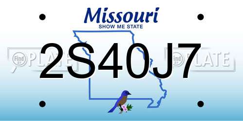 2S40J7 Missouri License Plate