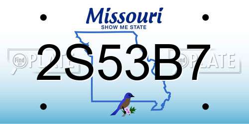 2S53B7 Missouri License Plate