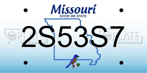 2S53S7 Missouri License Plate