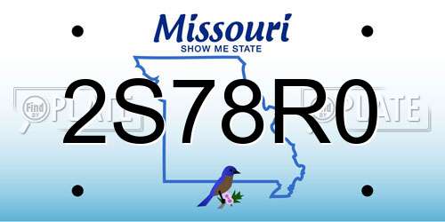 2S78R0 Missouri License Plate