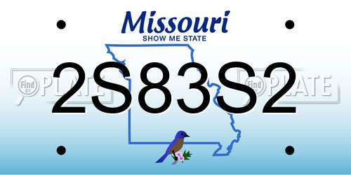 2S83S2 Missouri License Plate