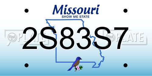2S83S7 Missouri License Plate