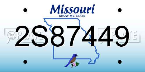 2S87449 Missouri License Plate