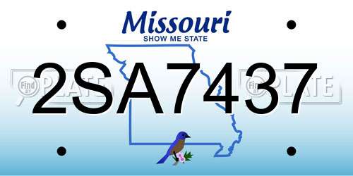 2SA7437 Missouri License Plate
