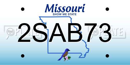 2SAB73 Missouri License Plate