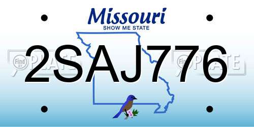 2SAJ776 Missouri License Plate