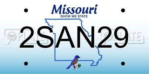 2SAN29 Missouri License Plate