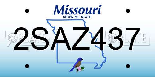 2SAZ437 Missouri License Plate