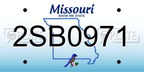 2SB0971 Missouri License Plate