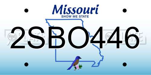 2SBO446 Missouri License Plate