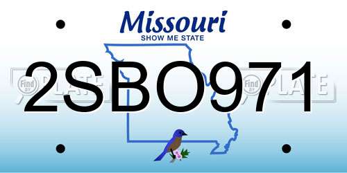 2SBO971 Missouri License Plate