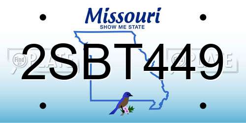 2SBT449 Missouri License Plate