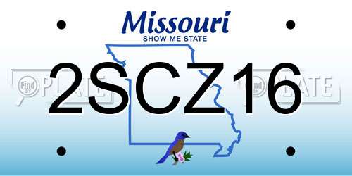 2SCZ16 Missouri License Plate
