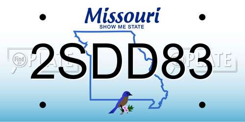 2SDD83 Missouri License Plate