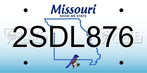 2SDL876 Missouri License Plate