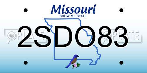 2SDO83 Missouri License Plate