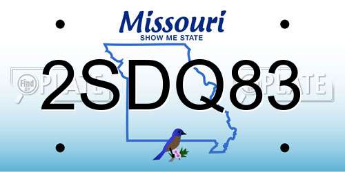 2SDQ83 Missouri License Plate