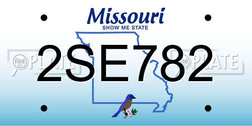 2SE782 Missouri License Plate