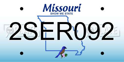 2SER092 Missouri License Plate