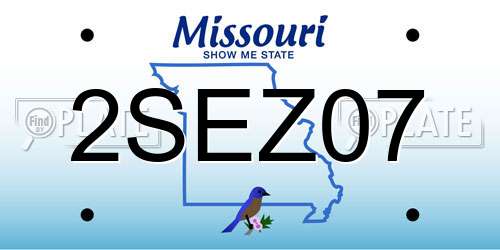 2SEZ07 Missouri License Plate
