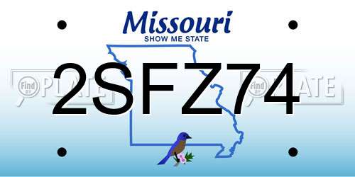 2SFZ74 Missouri License Plate