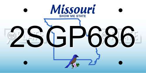 2SGP686 Missouri License Plate