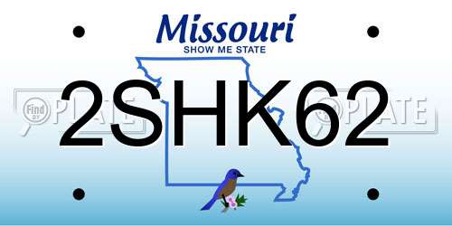 2SHK62 Missouri License Plate