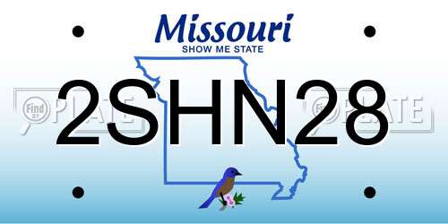 2SHN28 Missouri License Plate