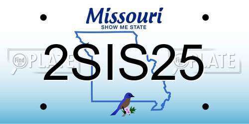 2SIS25 Missouri License Plate