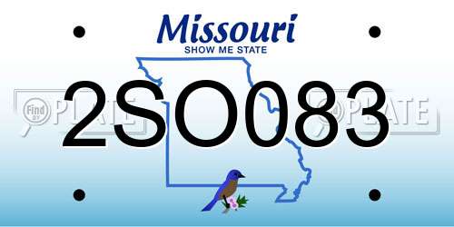 2SO083 Missouri License Plate