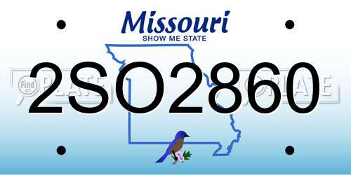 2SO2860 Missouri License Plate