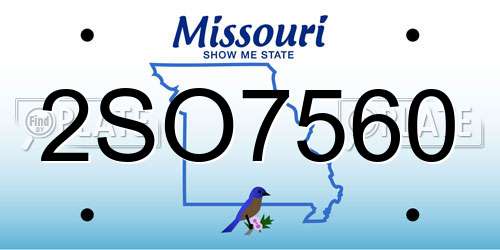 2SO7560 Missouri License Plate