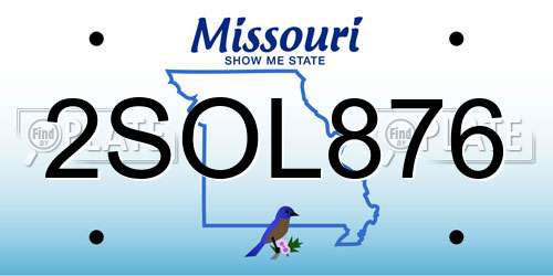 2SOL876 Missouri License Plate