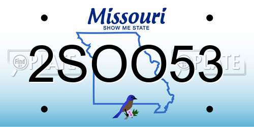 2SOO53 Missouri License Plate