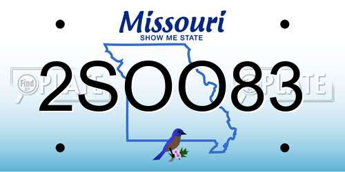 2SOO83 Missouri License Plate