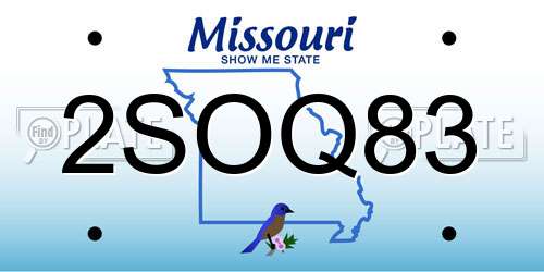 2SOQ83 Missouri License Plate