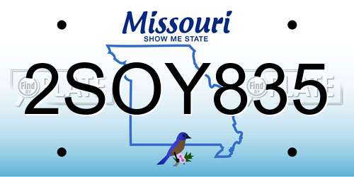 2SOY835 Missouri License Plate