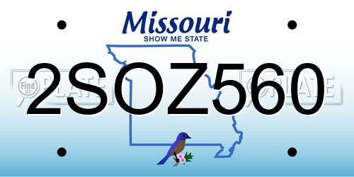 2SOZ560 Missouri License Plate
