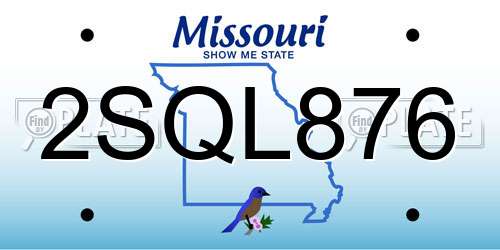 2SQL876 Missouri License Plate