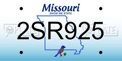 2SR925 Missouri License Plate