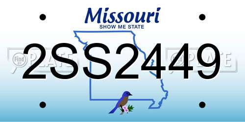 2SS2449 Missouri License Plate