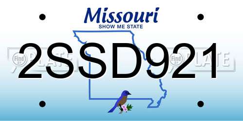 2SSD921 Missouri License Plate