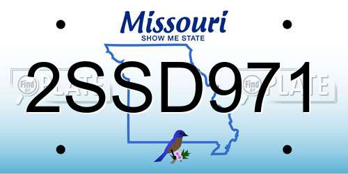 2SSD971 Missouri License Plate