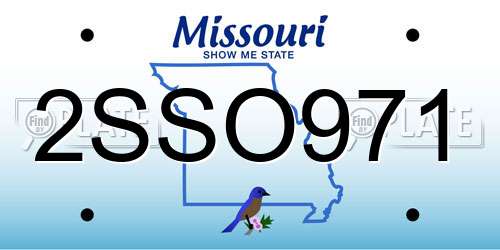 2SSO971 Missouri License Plate