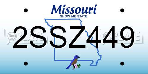 2SSZ449 Missouri License Plate