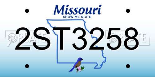 2ST3258 Missouri License Plate