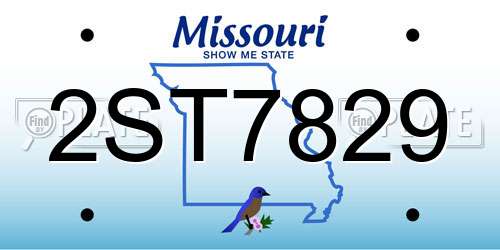 2ST7829 Missouri License Plate