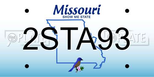 2STA93 Missouri License Plate